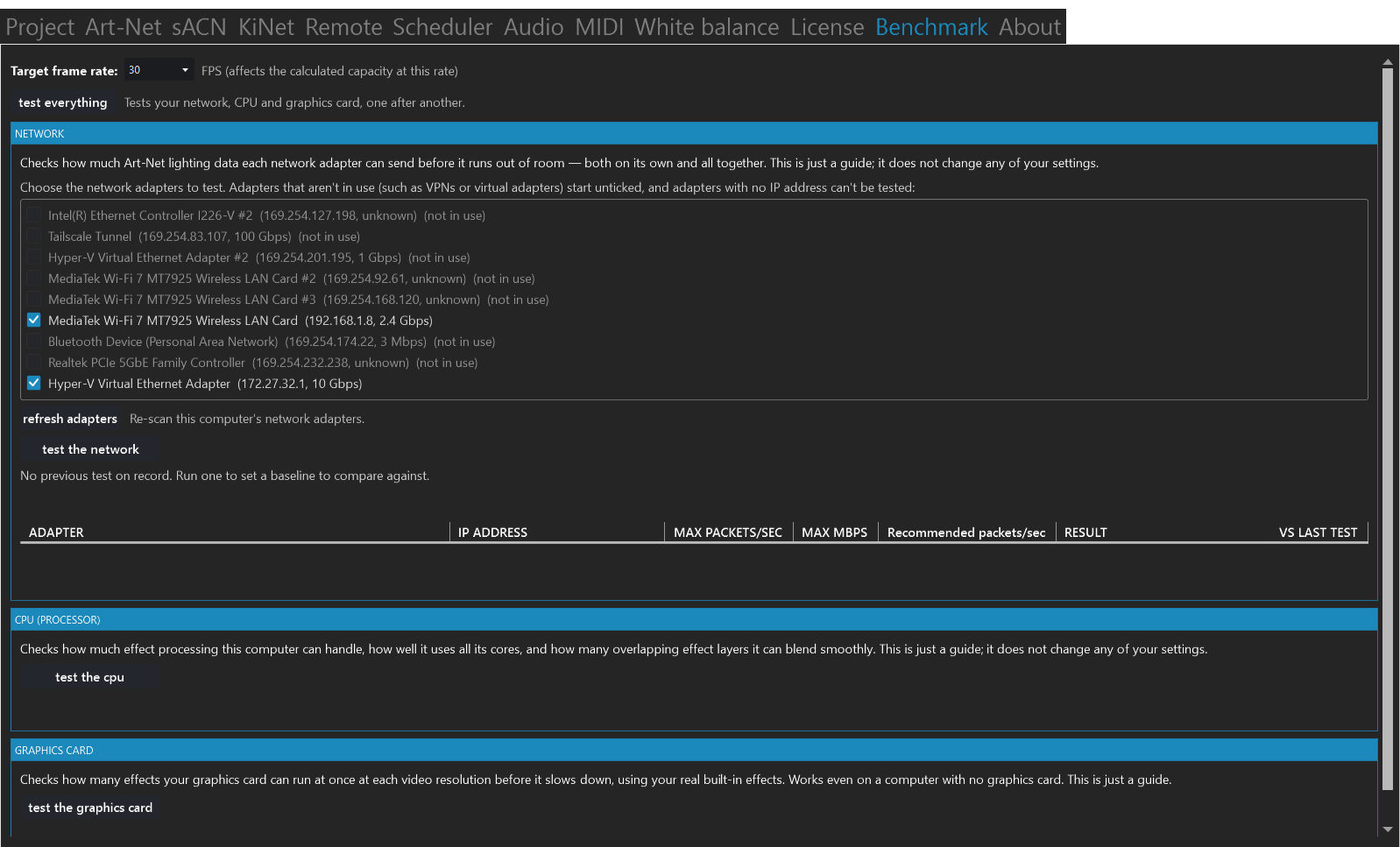 ELM 2026 — capability benchmark with selectable target frame rate